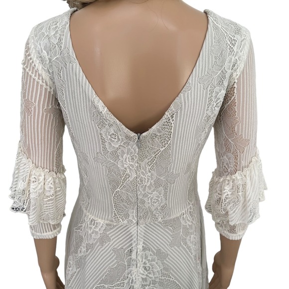 Joyfolie Mia Joy Marabel Dress Lace Asymmetrical hem boho Cream White Medium - Picture 6 of 12
